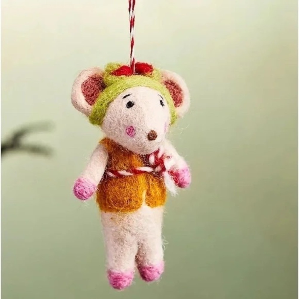 NWT Anthropologie Rosy Cheek Mouse Christmas Tree Ornament